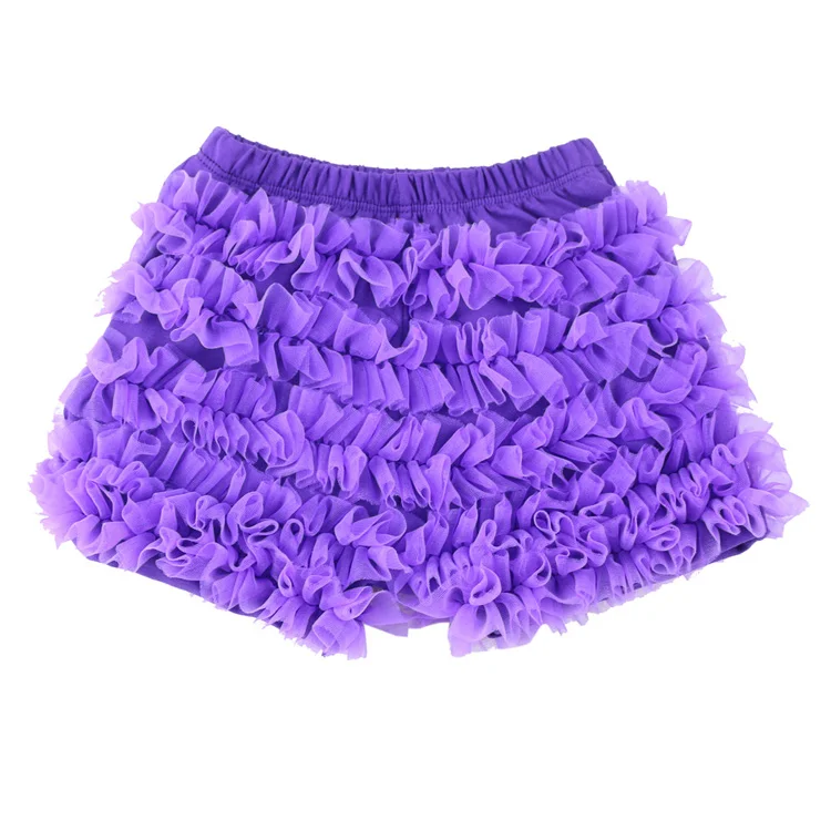Новое поступление; шифоновые шорты с рюшами для маленьких девочек; короткие штаны для малышей; шорты-шаровары; шорты - Цвет: 10 purple