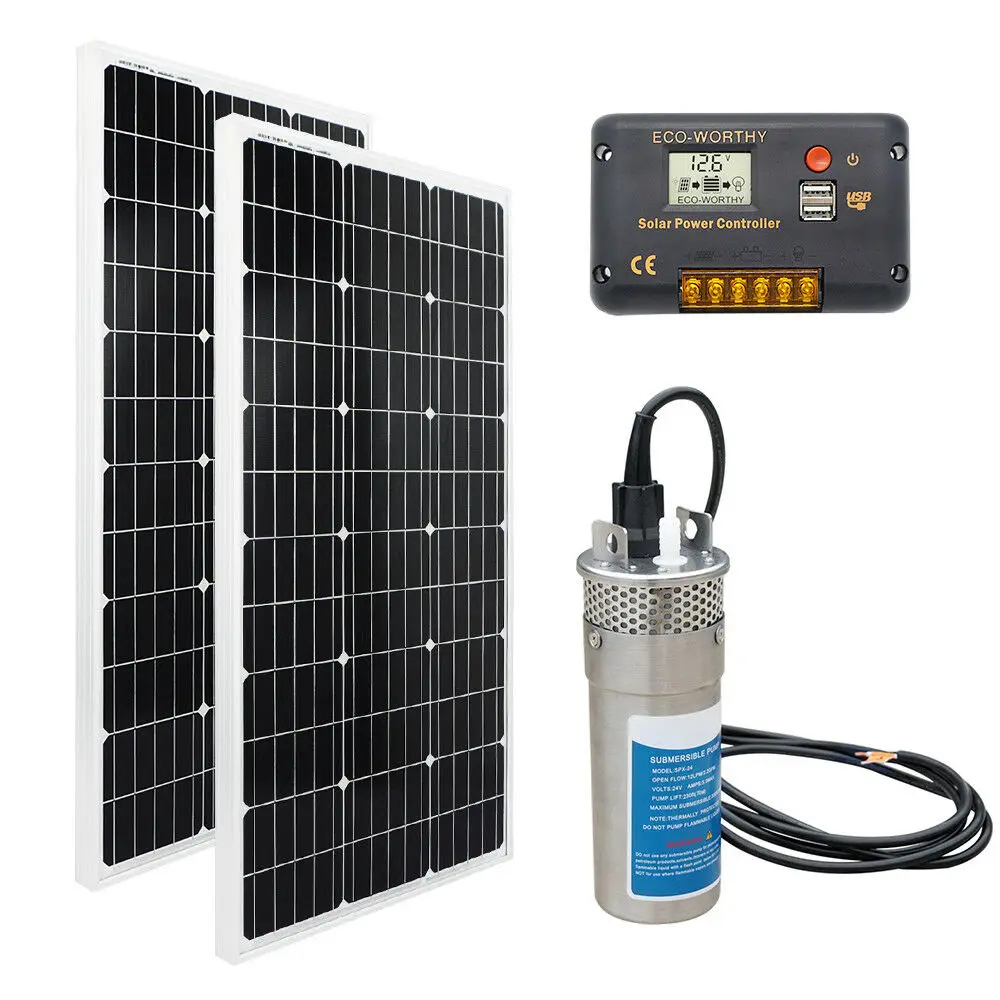 

Solar powered pump kit:12L 24V submersible water pump + 200W solar panel Farm, Garden, Well, Fountain, Irrigation, Pond