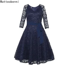 Женские элегантные сексуальные кружевные винтажные вязаные крючком черные туники Pinup Лоскутные рабочие офисные Повседневные Вечерние трапециевидные приталенные официальные платья