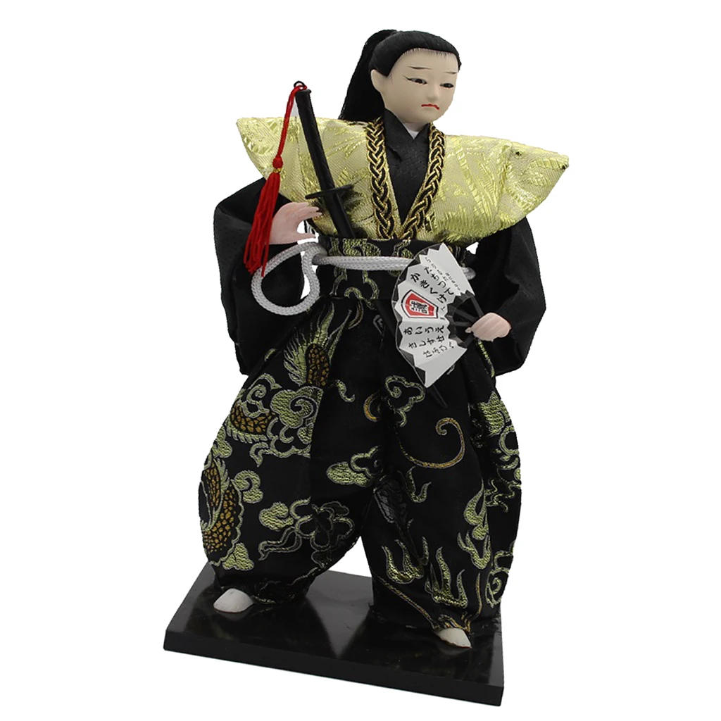  12'' Delicate Japanese Samurai Kimono Doll Oriental Doll Model Home Decoration Collection