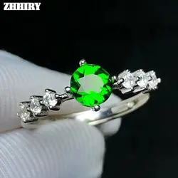 ZHHIRY натуральная естественный диопсид кольцо для Для женщин 925 пробы Серебряное кольцо с драгоценным камнем Fine Jewelry
