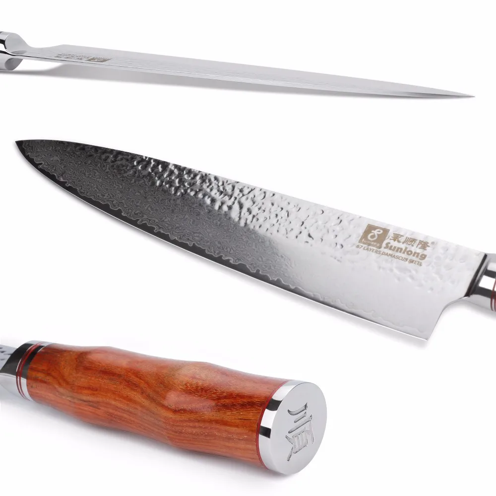 Ножи шеф повара Sunlong Gyuto VG10 японские ручки из Дамасского палисандра 10