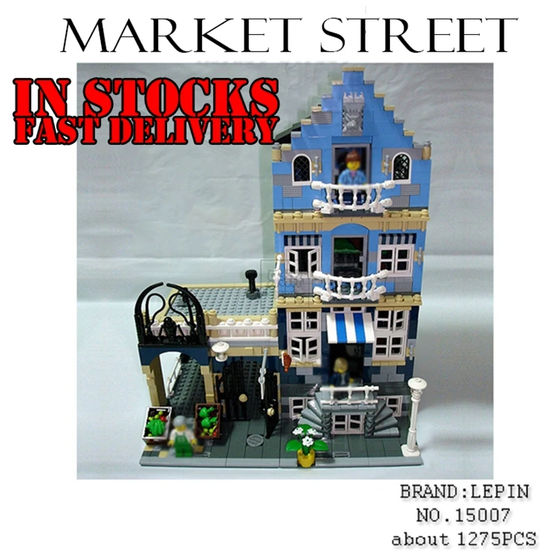 

1275PCS LEPIN 15007 Market Street Modular Shop Building Bricks Blocks Toys For Children Compatible 10190
