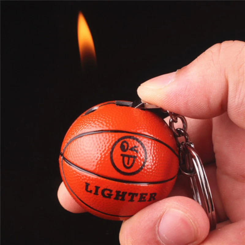 

Novelty Smoking Accessories Mini Metal Lighter Basketball Model Refillable Butane Gas Cigarette Lighters Keychain For Mens Gift