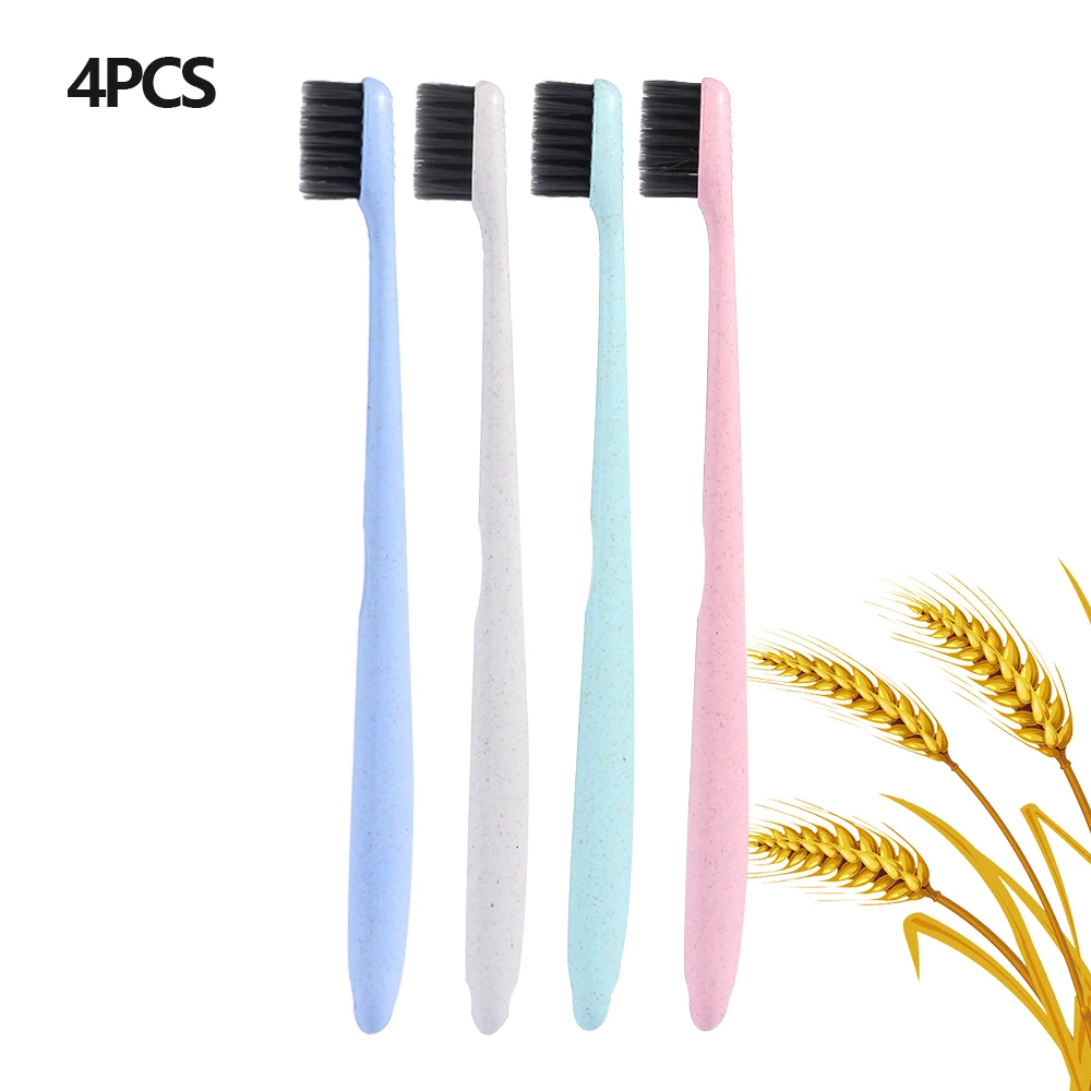 

Portable Travel Toothbrush Soft Bamboo Charcoal Wheat Stalk Handle Oral Care Clean Nano-antibacterial Toothbrush Cute Mini Heads