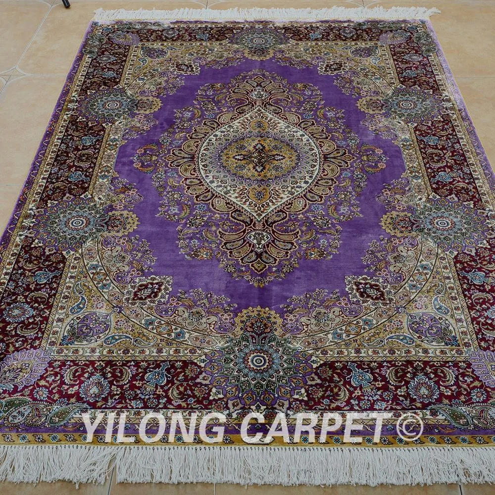 Yilong 4'x6' Традиционный турецкий ковер Тебриз фиолетовый антикварная вещь ручной работы Афган ковры(0677