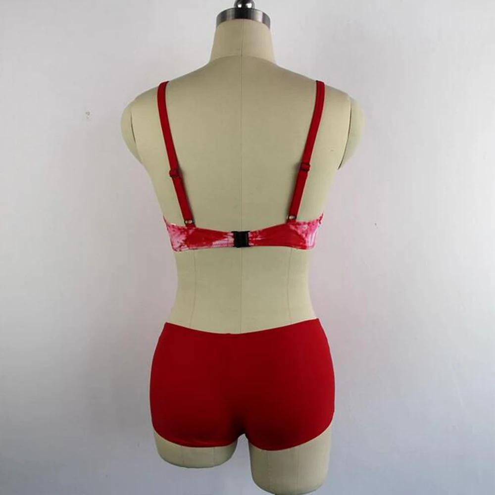 Shinny Swimwear With Boxer Short 2018 New Women Sexy Padded Push Up 2 Pcs Swimsuit Straps Bikinis XL