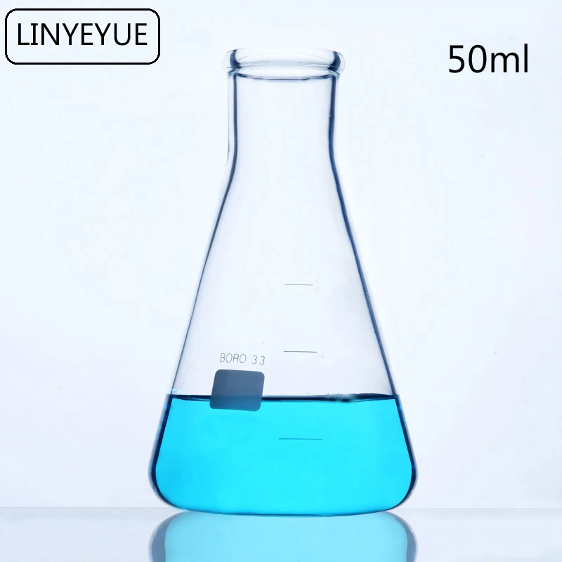 LINYEYUE 50 мл стеклянная коническая колба химическая Erlenmeyer боросиликатное стекло