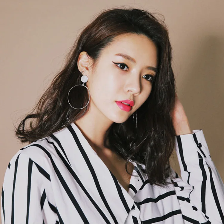Trendy Gold Sliver Color Geometric Large Hollow Big Round Circle Earrings For Women  Hiphop Rock Simple   Drop Earrings Fashion Jewelry (14)