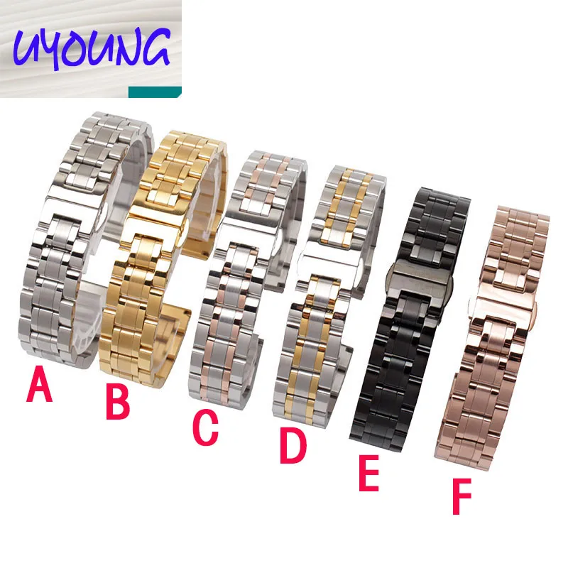 

UYOUNG Stainless steel strap replacement male and female butterfly buckle steel strap bracelet 16 18 20 23mm