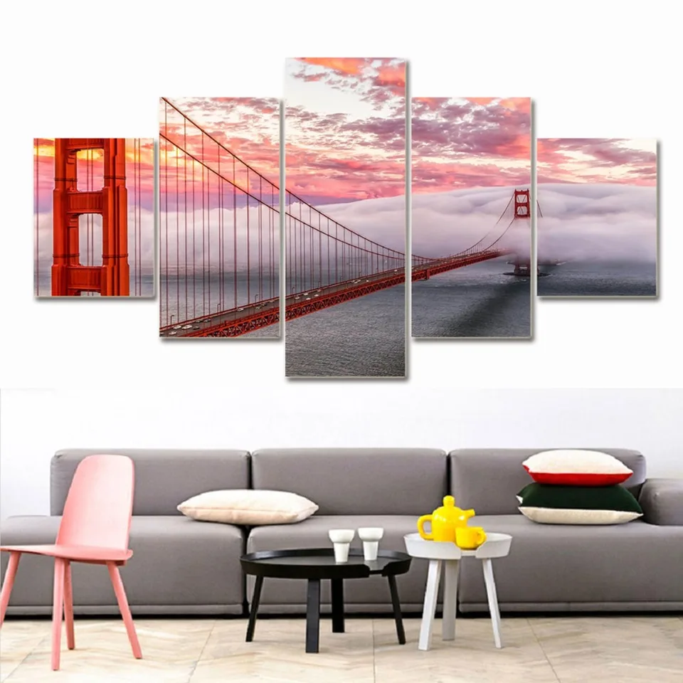 Download 5 Stuks Schilderij Woonkamer Home Wanddecoratie Poster Golden Gate Desktop Wallpaper Get Wallpaper 5 Stuks Schilderij Woonkamer Home Wanddecoratie Poster Golden Gate For Free