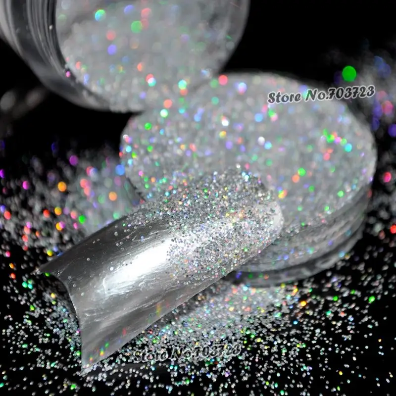 

5g/Box Laser Silver Rainbow Powder Acrylic UV Nail Art Glitter Dust Eye shadow Makeup Nail Salon Manicure Decoration N32