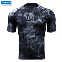 Камуфляжная футболка со змеиным узором, Мужская облегающая быстросохнущая термобелье, Тактический Эластичный костюм с длинными рукавами, тренировочная форма