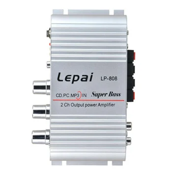 

LP-808 mini HiFi Super Bass Car Amplifier for Mobile phone MP3 PC 20W X2 RMS home amplifier 12V