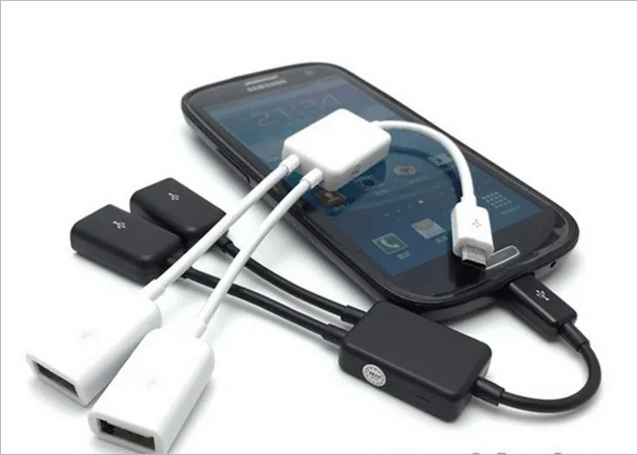 2 Port Micro USB Power OTG Hub Cable Adapter Converter Extender for