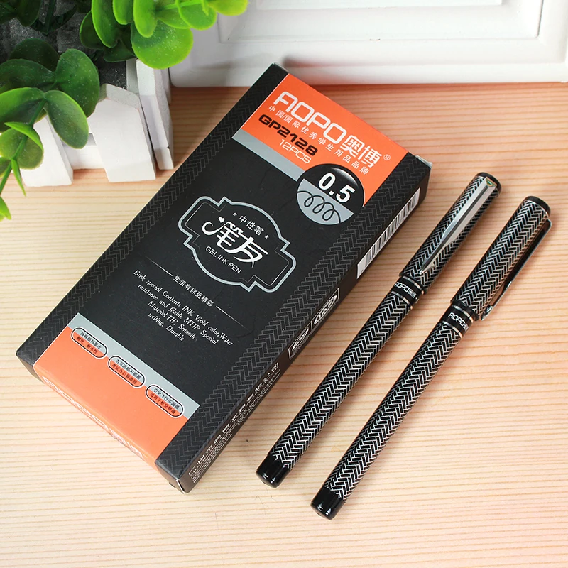 

12 Pcs/lot Beautiful Gel Pen Black Ink Pens Stationery Office Accessories School Supplies