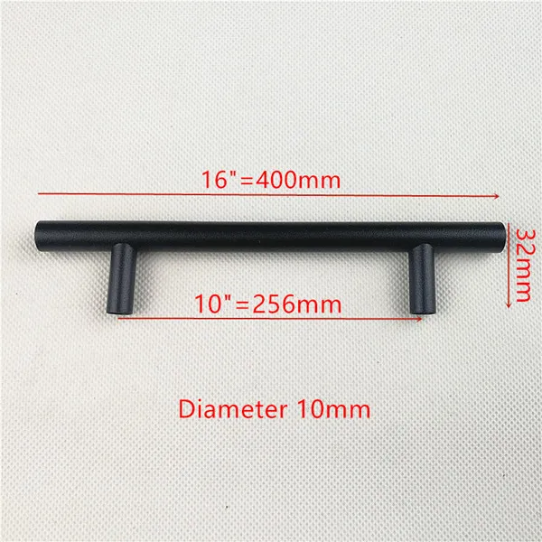 Матовая черная квадратная ручка из нержавеющей стали Ручка для кухонной двери мебельный ящик "~ 24" - Цвет: 10 16inch 256mm