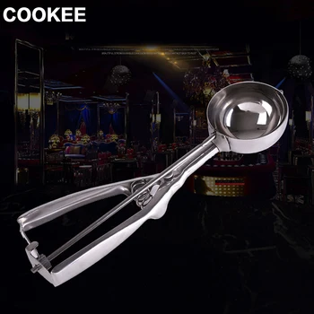 

4CM 5CM 6CM Kitchen Ice Cream Mash Potato Scoop Stainless Steel Spoon Spring Handle Kitchen Accessories Wholesale New Arrival-in