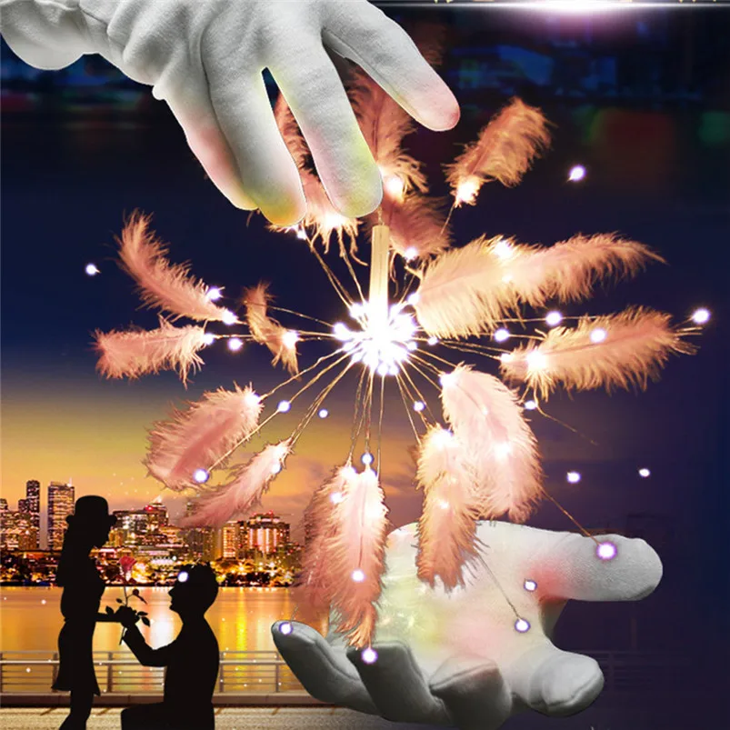 USB Feather Fireworks Lamp String Decoration 100LED Feather Light String Outdoor Courtyard Lighting Garden Decor Luces 35MR82