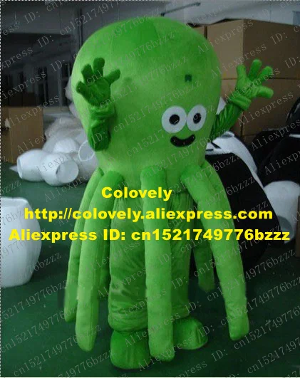 Зеленый Осьминог Devilfish Осьминог маскарадный костюм с большой зеленой головой Mascotte для взрослых, Герой мультфильма № 30