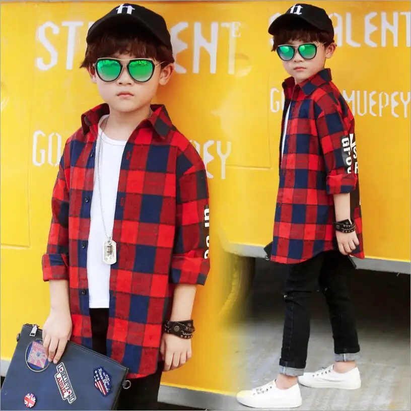 

Boy plaid shirt Children's spring and autumn long-sleeved cotton jacket Kids baby fashion casual clothes