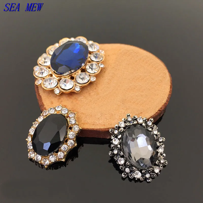 

SEA MEW 10 PCS Fashion Alloy Crystal Rhinestone Flowers Connectors Charm For Jewelry Making Accessories