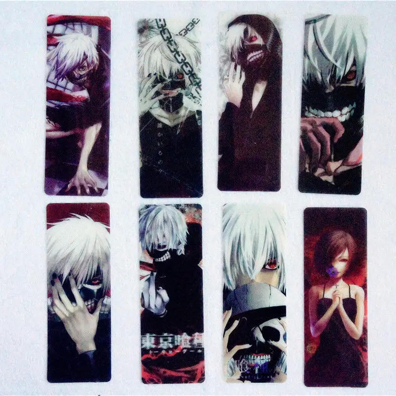hot anime tokyo ghoul cosplay kaneki ken touka 8pcs bookmarks pvc book mark book mark metal mark guitarmark book marks aliexpress