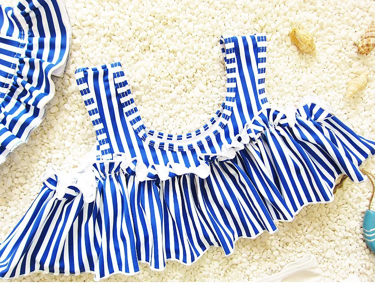 Princess Striped Girls Swimsuits Two Pieces Swim Wear Kids Bathing Suits Cute Beach Skirt 2-6Years Children Girls Swimwear