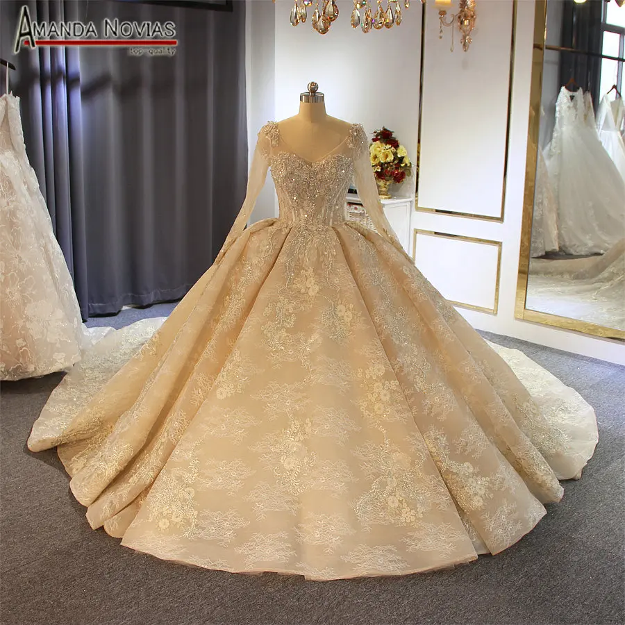 champagne color wedding dress