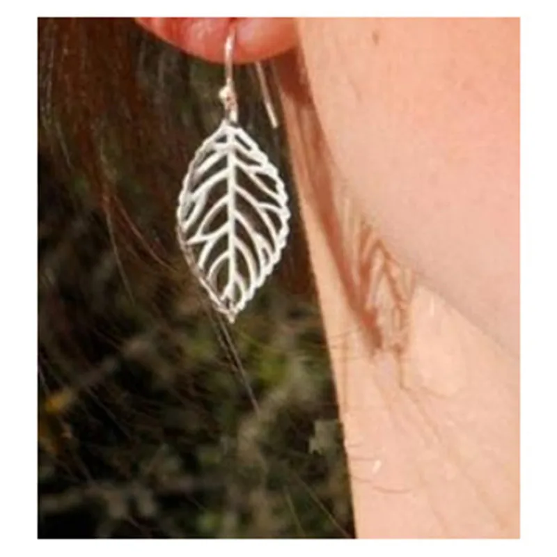 

Pendientes Mujer Fashion Wholesale Jewelry Hollow Metal Leaves Dangling Long Statement Drop Earrings For Women Bijoux