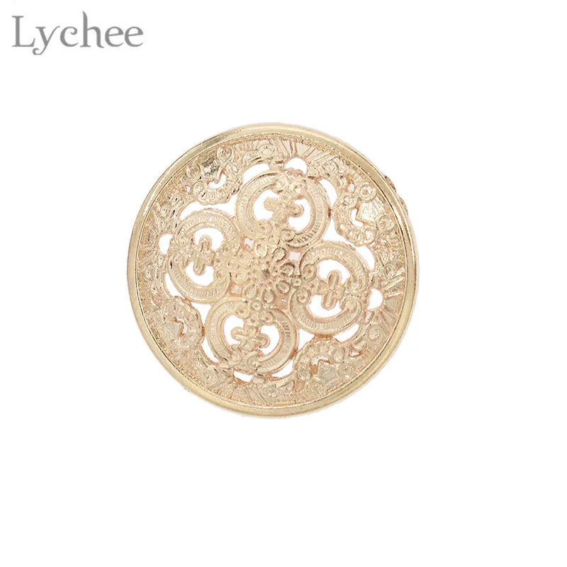 Lychee Life 8 шт. 25 мм золотые пуговицы с цветочным узором выдалбливают хвостовик пуговицы DIY ручной работы пошив одежды аксессуары