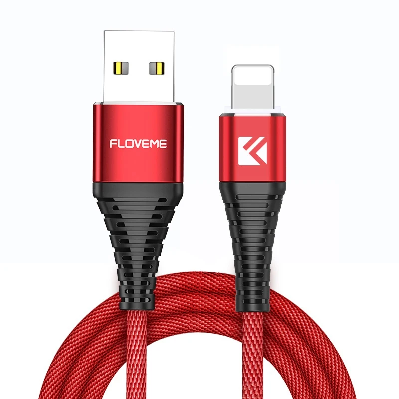 FLOVEME светодиодный освещение USB кабель для iPhone XS Max XR Зарядное устройство для кабель Lightning растяжение зарядки и передачи данных Кабо зарядка для айфона зарядка для телефона зарядное устройство для телефона - Цвет: Красный