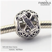 Подвески с буквами Подходит для европейских браслетов 925 стерлингового серебра Алфавит X Винтажные бусины для изготовления ювелирных изделий женские аксессуары