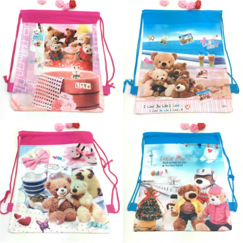 

12pcs Little Bear Animal cartoon non-woven fabrics drawstring backpack,schoolbag,shopping bag