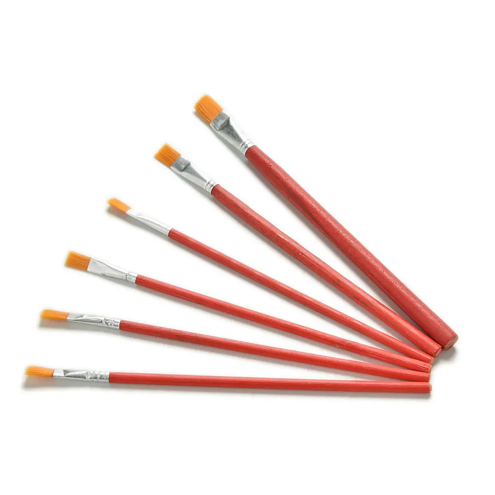 6Pcs Artist Paint Brush Nylon Hair Watercolor Acrylic Oil Painting Drawing Brushes Student School Accessory Supplies