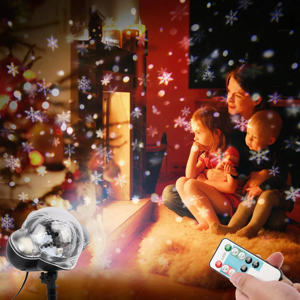 Светодиодный прожектор для снежной осени Водонепроницаемый IP65 Открытый рождественский снежинка прожектор с пультом дистанционного управления для дня рождения Хэллоуин