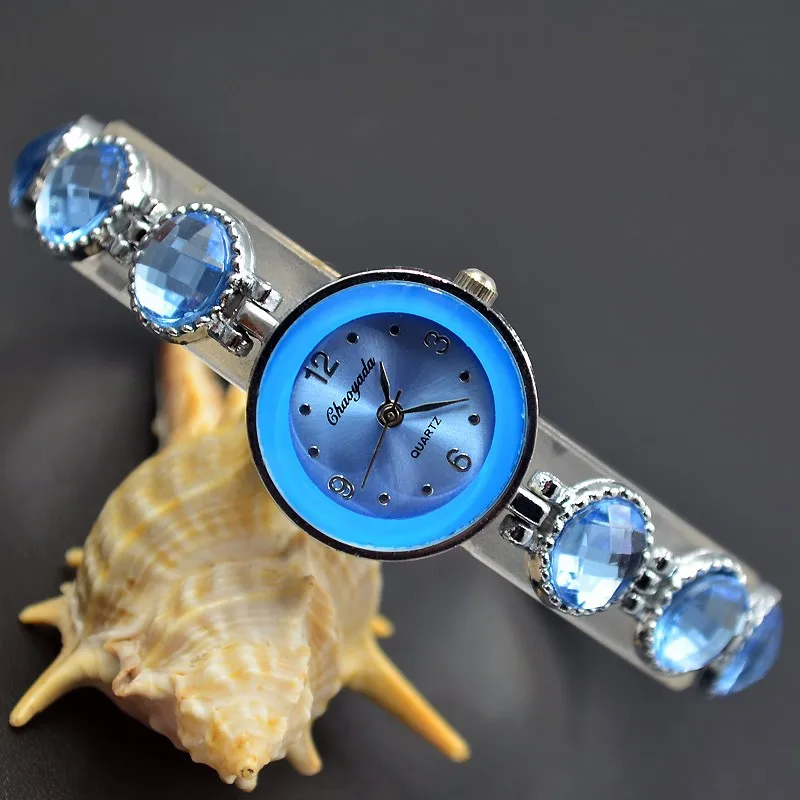 Модные Элегантные наручные часы женские Девушки изысканный металлический сплав группа кварцевые браслет часы 925 - Цвет: Sky Blue