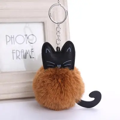 4 Color Cute Fluffy Black Cat Keychain Kitty Rabbit Fur Ball Key Chain Bag  Chaveiro Women Key Ring Holder Handbag Charm Pendant - Key Chains -  AliExpress
