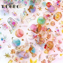DUGUO Cute Stationery Dimensional Diary Sticker Paper Waterproof Hot Stamping Label Material Sticker Kawaii School Supplies