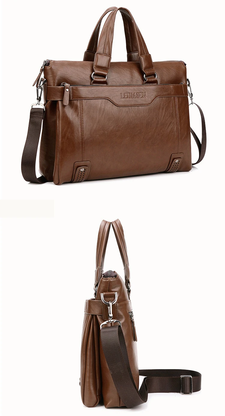 LEINASEN/брендовая модная мужская сумка-мессенджер из искусственной кожи, портфель, Офисная мужская сумка, качественная Дорожная сумка на плечо, сумка для мужчин