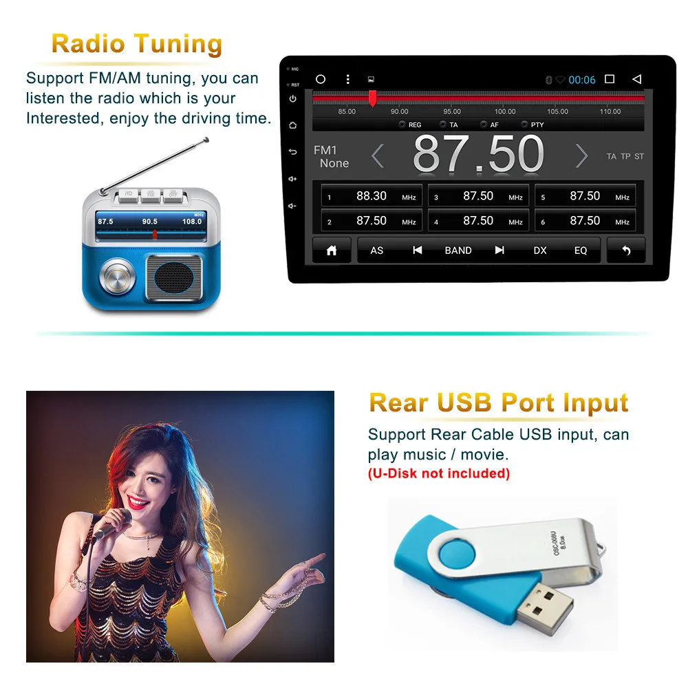 10.1 inch Car Radio Android 8.1 Player 2 Din Autoradio Car Stereo Auto Wifi FM Bluetooth Navigation 2Din Gps 45