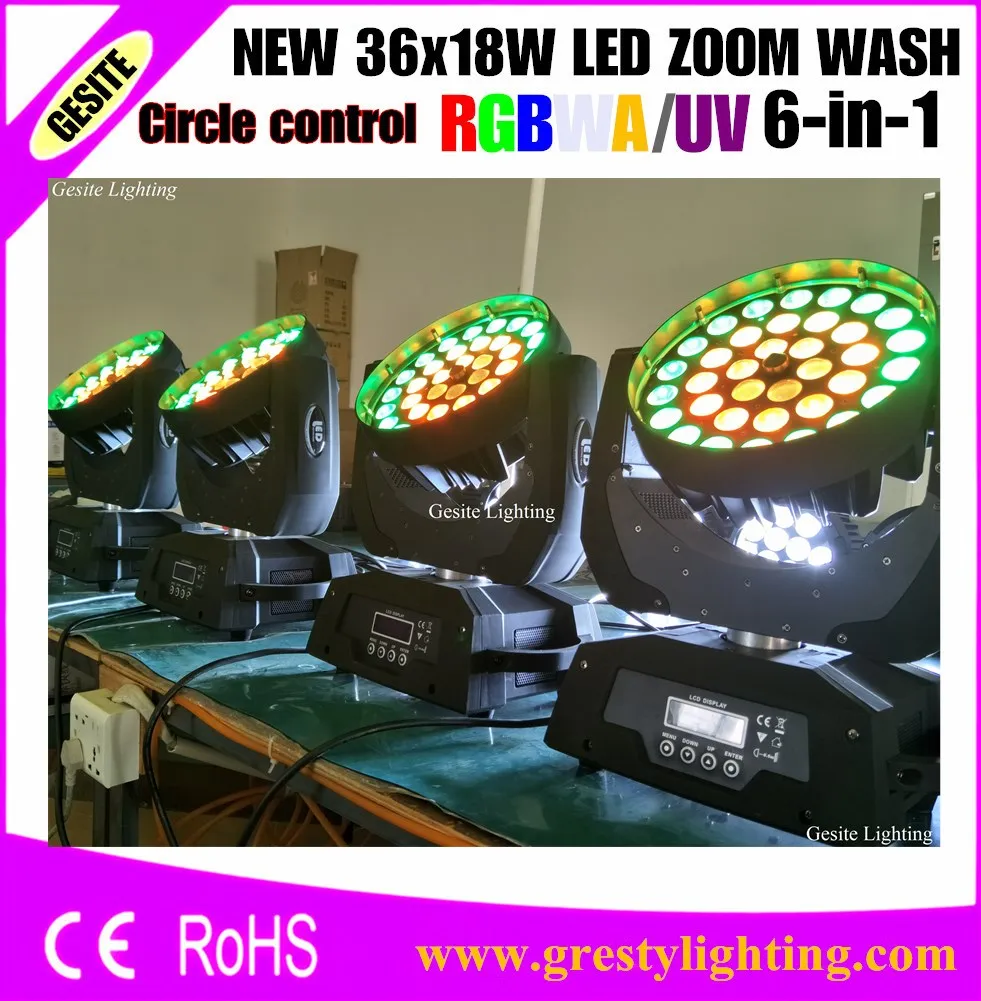 1 шт. Lyre движущийся головной свет 36*18 Вт RGBWAUV 6 в зум светодиодный угол луча