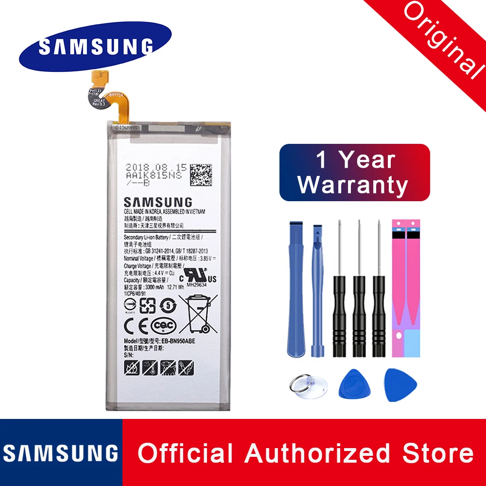 Online Original Batterie EB BN950ABE Für Samsung Galaxy Note 8 N950 N950F N950U N950N 3300mAh Telefon Ersatz Batteria + Werkzeuge