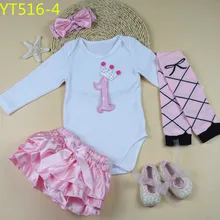 Лидер продаж, комплекты одежды для маленьких девочек комбинезоны для новорожденных+ гетры+ обувь для младенцев+ повязка на голову с бантом+ шаровары в горошек, комплект из 5 предметов, подарки на день рождения