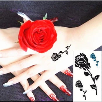 

SHNAPIGN Small Black flower Flash Hand Sticker 10.5*6cm Waterproof Henna Beauty Summer Style Temporary Body Art FREE SHIPPING