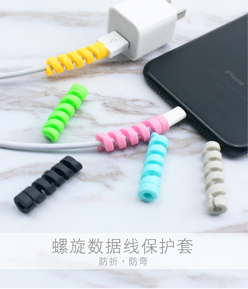 

10 PCS Spiral Cable protector Data Line Silicone Bobbin winder Protective For Xiaomi Android USB Charging earphone Case Cover