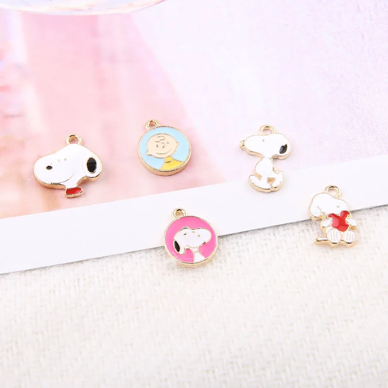 

10pcs Enamel Cartoon Dog Charms Gold Color Alloy Bracelet Pendant Boy Dog Charms Floating DIY Earring Jewelry Accessories YZ036