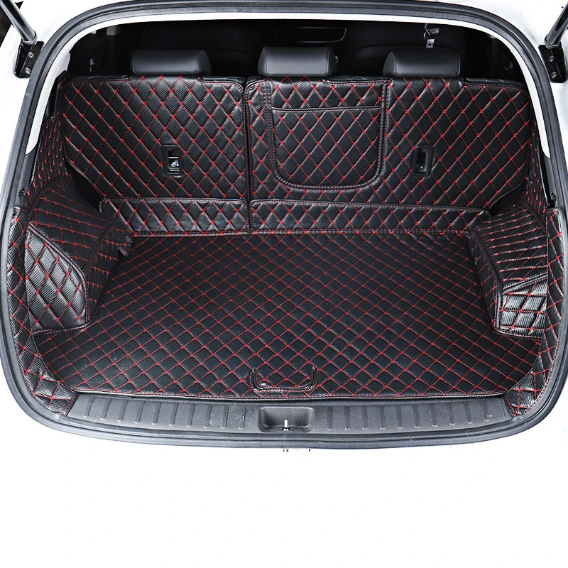 Lsrtw2017 волоконно-кожаный коврик для багажника автомобиля для hyundai Tucson - Название цвета: 19 black red 5 pcs