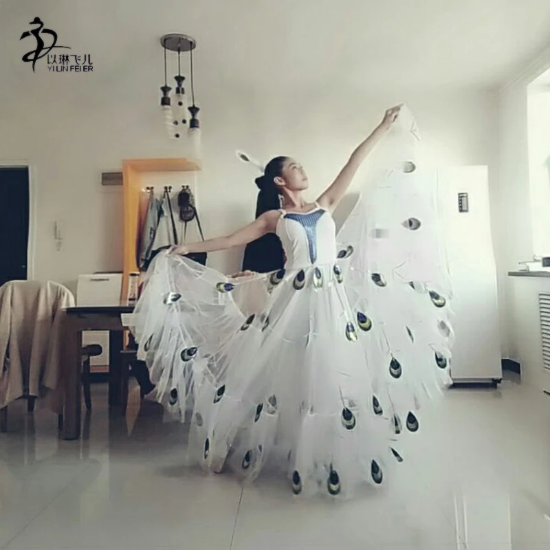 

Chinese Dance Costumes/New Sequined Peacock Dancewear Party Dance Dress Party Skirt /Dance Shows Costumes