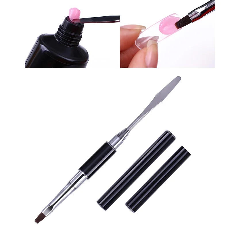 

UV PolyGel Poly Gel Nail Brush Dual-ended Slice Shape Tool for Nail Tips Extension UV LED Quick Building Acrylic Builder Gel